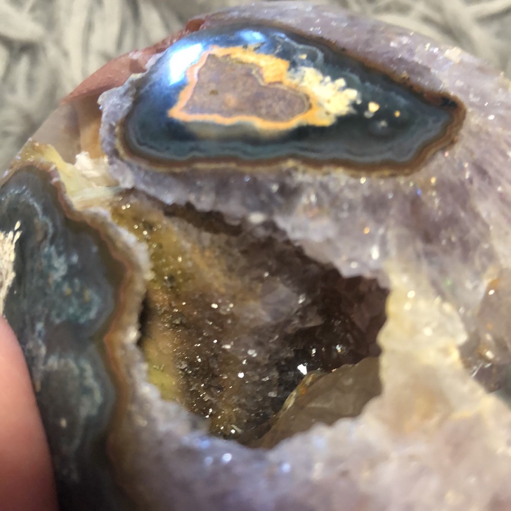 Amethyst Heart Crystal With Many Calcite Inclusions - Picture 5 of 17